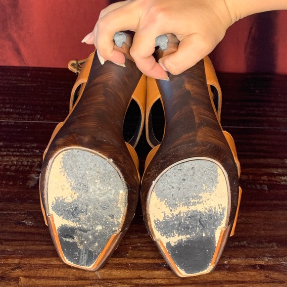 Stuart Weitzman Brown Tan Leather Wood High Heel Platform Strappy Sexy - Picture 5 of 8